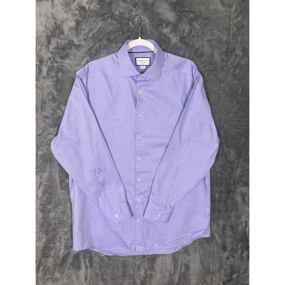 Charles Tyrwhitt Mens Non-Iron Classic Fit Dress Shirt Purple Check 16.5 34